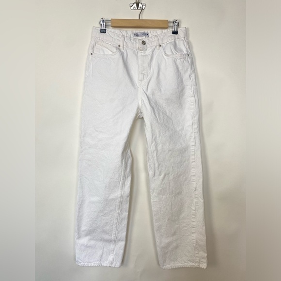 Zara White Full Length Straight Jeans Size 8 - Picture 3 of 12